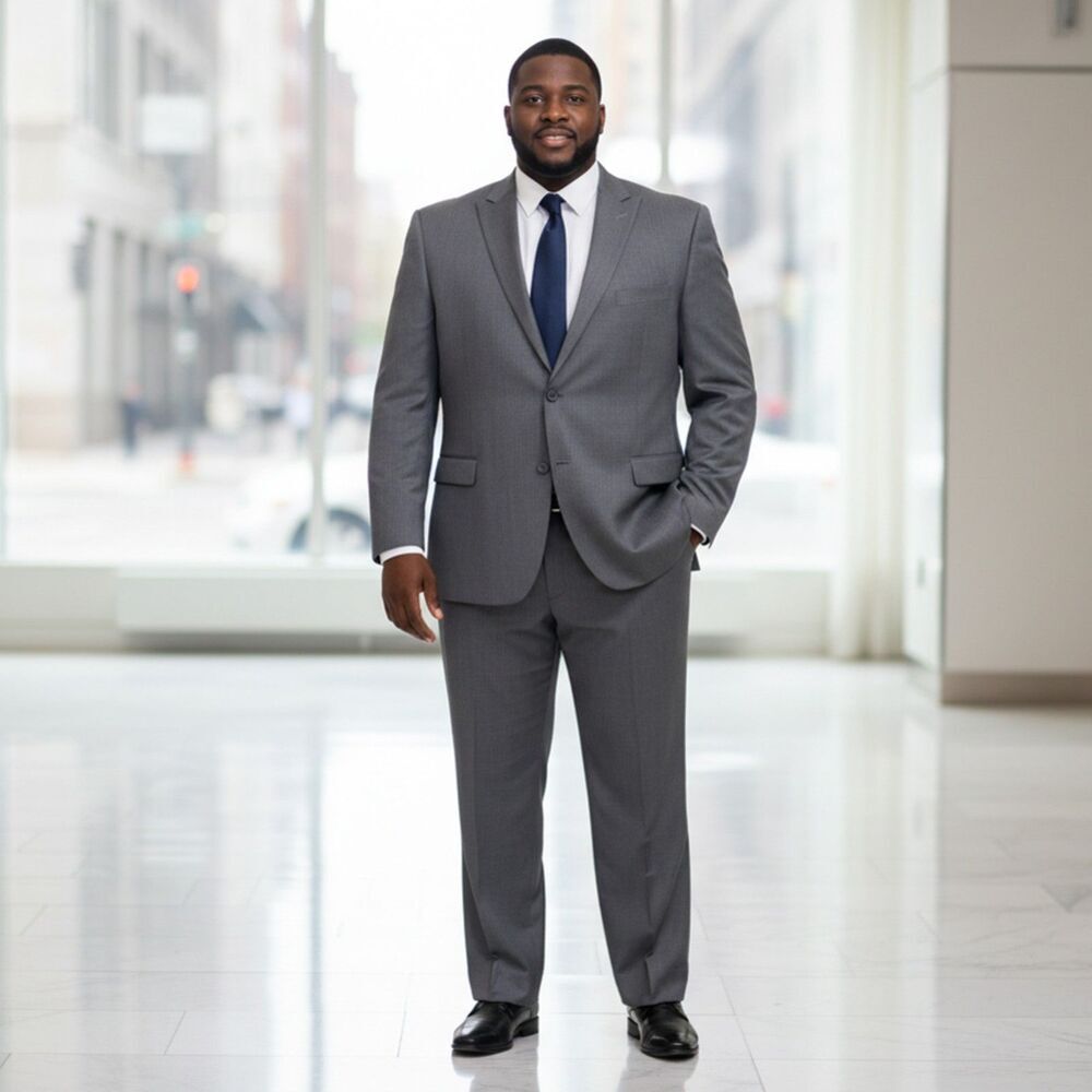 Egara Gray Wool Career Formal Suit